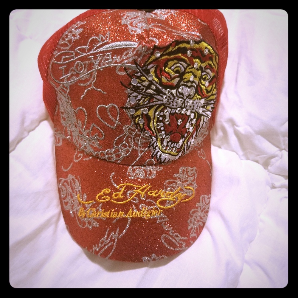 Red ED hardy hat